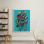 "Alcanena Floral" - Art Print in Turquoise Tease by Gill Eggleston - In a Room
