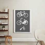 "La Famille de Bicyclettes" - Art Print in Slate Grey by Sheila Corcoran - In a Room