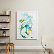 "In The Flow No. 1" - Art Print in Azo Yellow & Turquoise by Michelle Waldie - In a Room