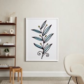 "watercolor leaves & swirl " - Art Print in dark plum by Ramoncita - In a Room