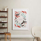 "Birds of Winter" - Art Print in Winter Berry by Lori Wemple - In a Room