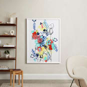 "Quirky Garden" - Art Print in Happy Blue by Sonal Nathwani - In a Room
