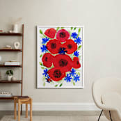 "Wild watercolor flowers" - Art Print in Scarlet by Alexandra Dzh - In a Room