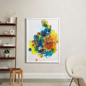 "Summer Bouquet" - Art Print in Golden Sun Yellow by Sonal Nathwani - In a Room