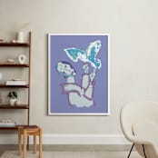 "Peace Bird" - Art Print in China Blue by Stuart Heir - In a Room