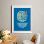 "Blue Garnish" - Art Print in Bold Blues by sue prue - In a Room