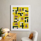 "Plum Puzzle" - Art Print in Citrus Yellow by Morgan Ramberg - In a Room