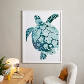 "Tropical Sea Turtle" - Art Print in Caribbean by Shirley Browning - In a Room