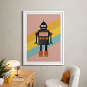 "Retro Robot" - Art Print in Bubblegum by Morgan Kendall - In a Room
