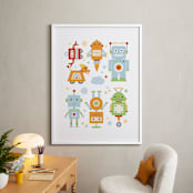 "Robot Collective II" - Art Print in Bright by Dawn Jasper - In a Room
