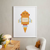"Rocket Bot" - Art Print in Bright by Dawn Jasper - In a Room