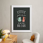 "Little Pitchers, Big Ears" - Art Print in Charcoal Grey by Tanya Lee of Frooted Design - In a Room