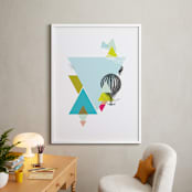 "Hot-Air Balloon Geo" - Art Print in Dusty Blue by Lady Noble - In a Room