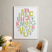 "Oval Alphabet" - Art Print in Rose by Leah Bisch - In a Room