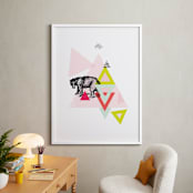 "Bear Geo" - Art Print in Dusty Pink by Lady Noble - In a Room