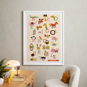 "Animal A to Z" - Personalized Art Print in Vermillion by Anais Lee - In a Room
