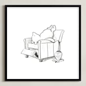 "Pooh Lounging | Winnie The Pooh" - Art Print in White by Stefanie Lane - Framed