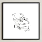 "Piglet Lounging | Winnie The Pooh" - Art Print in White by Stefanie Lane - Framed