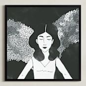 "Wings" - Art Print in Black by Deynaaz Daraei - Framed