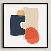 "Between the Lines I" - Art Print in coral by Svitlana Martynjuk - Framed