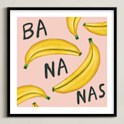 "That's Ba-Na-Nas" - Art Print in White by Kerry Doyle - Framed