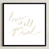 "Love Lyrics" - Art Print in gold by rose lindo - Framed