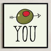 "Olive (I Love) You" - Art Print in Olive Green by Molly Lasee - Framed