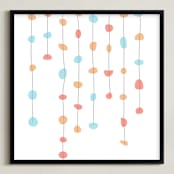 "Hanging Pebbles" - Art Print in Light red by Elaine Stephenson - Framed