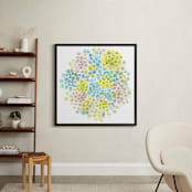 "Hydrangea in Bloom" - Art Print in Mixed greens, blues and mauves by Jessica Baskin - In a Room