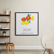 "January fruits" - Art Print in Chrome yellow by Kanika Mathur - In a Room