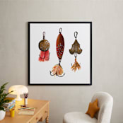 "Fishing Lures No. 1" - Art Print in Dark Gold by Tanya Lee of Frooted Design - In a Room