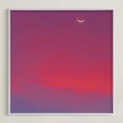 "Crescent Moon and Purple Skies" - Art Print in Elegant Purple by James Derit - Framed