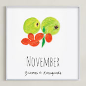 "November Fruits" - Art Print in Guava Green by Kanika Mathur - Framed