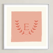 "Laurel" - Personalized Art Print in Coral by Kim Dietrich Elam - Framed
