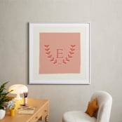 "Laurel" - Personalized Art Print in Coral by Kim Dietrich Elam - In a Room