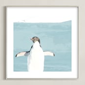 "Naked Penguin" - Art Print in Glacier by Michelle Poe - Framed
