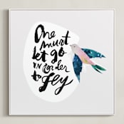 "Fly" - Art Print in Dove by Lori Wemple - Framed Canvas