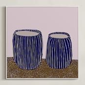 "Benevolent Ceramics I" - Art Print in Deep Dark Blue by Danushka Abeygoda - Framed Canvas