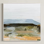 "Hudson (Triptych) II" - Art Print in Mountain Blue by Mande Calhoun - Framed Canvas