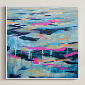 "Tilt Shift" - Art Print in Fuschia by Kelly Johnston - Framed Canvas