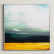 "Golden Grain" - Art Print in Golden Sienna by Amy Hall - Framed Canvas