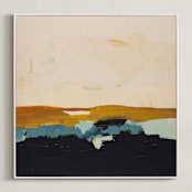 "Yellow Seascape" - Art Print in White by Caryn Owen - Framed Canvas