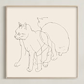 "Sketches after cat II" - Art Print in Black and champagne by Catilustre - Framed