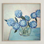 "Blue Hydrangeas" - Art Print in Hydrangea Blue by Cristina Marie - Framed