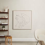 "Sketches after cat II" - Art Print in Black and champagne by Catilustre - In a Room