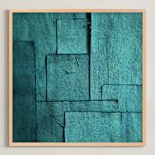 "Gathered Remnants I" - Art Print in Cyan Sky by Debra Pruskowski - Framed