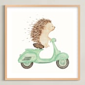 "Fast Riders II" - Art Print in Sage by Francisca Reyes - Framed
