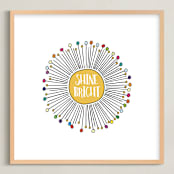 "Shine Bright Sunburst" - Art Print in Sunny Yellow by Kate Ross - Framed