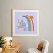 "elephant rainbow" - Art Print in pale purple by clearlytangled studio - In a Room