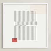 "Folded Lines" - Art Print in White by Jennifer Morehead - Framed